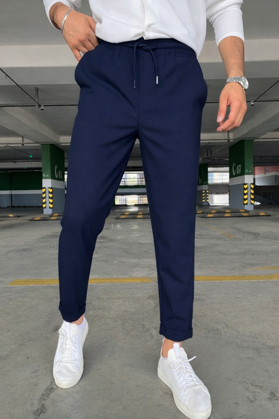 BayBayan Men's Regular Fit Elastic Waist Lace-Up Jogger Relaxed Fit Double Po...