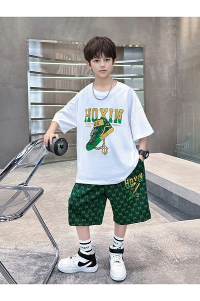 Take Two By Styli Boys Graphic Printed T-Shirt and Shorts Set