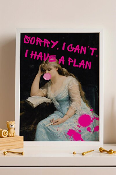 Saturn Scuze, nu pot, am un plan. Tablou înrămat cu tematică de lectură, cado...