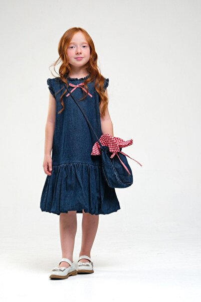 HAUSEkids 4-8 Years Old Strawberry Girl's Dress with Bag - Indigo