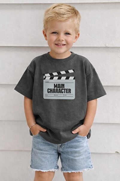 Monila Унисекс детска памучна тениска с щампа с кръгло деколте