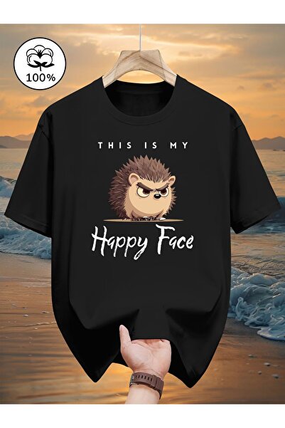 ship master Unisex Oversize 100% Cotton T-Shirt – “This Is My Happy Face” Fun...
