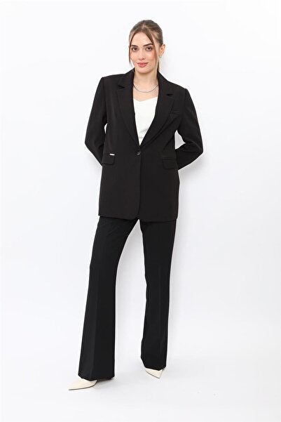 ÖNDER ÖZSOY Oversize Single Button Classic Jacket & Pocketed Spanish-Cut Trou...