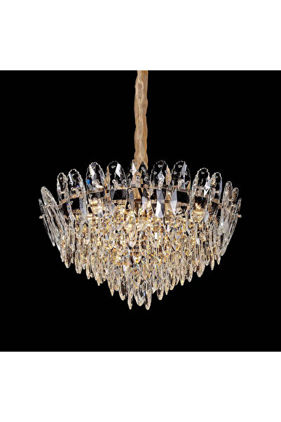 ALC-Shop Candelabru Cristal, Magno 11xE14, Diametru 60cm, Auriu Lucios, Inalt...