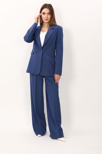 ÖNDER ÖZSOY Oversize Single Button Classic Jacket & Classic Palazzo Women's T...