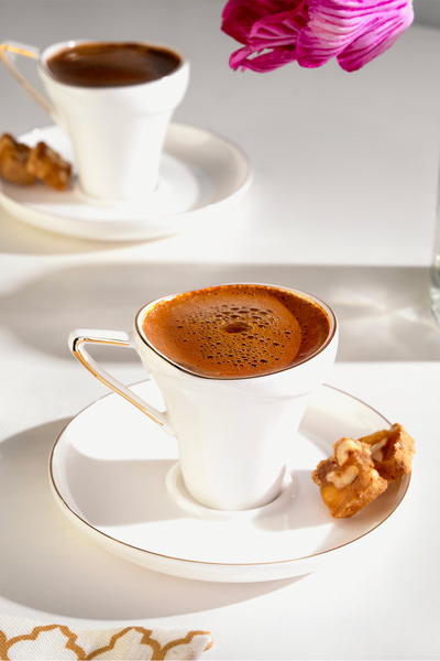 Nehir Silva 6 Kişilik 12 Parça Porselen Kahve Fincan Takımı