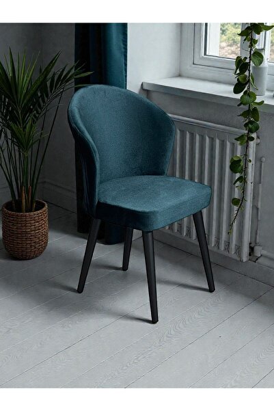 Buketim Mobilya Babyface Yönsüz Kumaş Siyah Ahşap Ayaklı Modern Yemek Odası M...