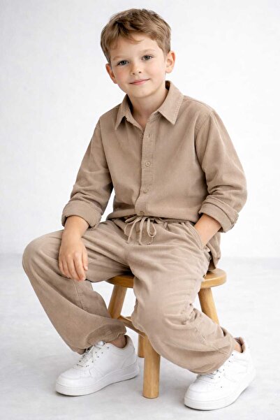 kidsense Boy's Thin Velvet Woven Corduroy Suit