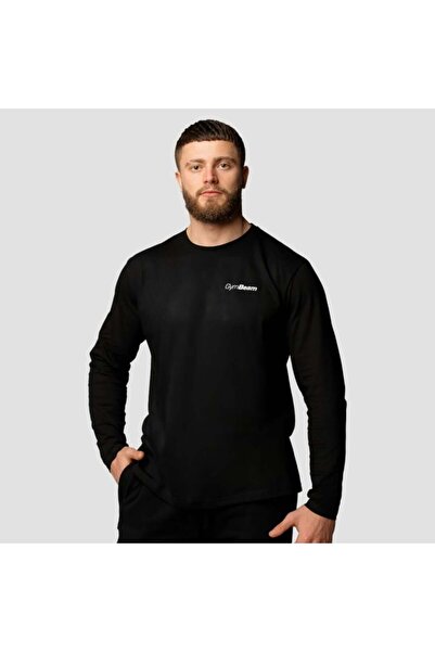 GymBeam Tricou bărbătesc simplu cu mânecă lungă, negru