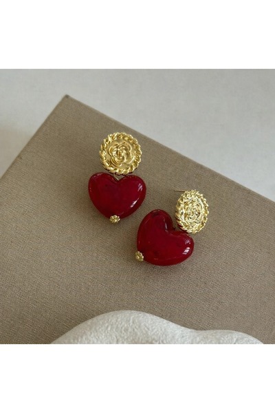 8atelier Red Gold Detailed Earrings