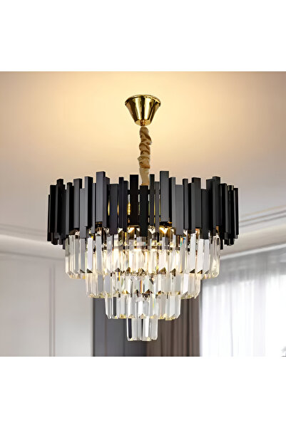 Alessandro DESIGN Candelabru Cristal BLOIS Nobile 4xE14, Diametru 40cm, Negru...