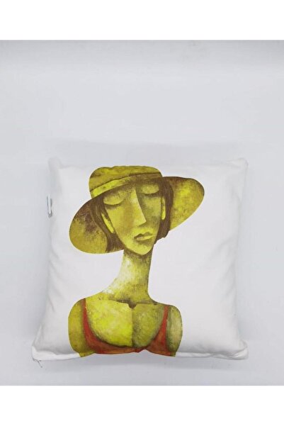 Doqu Home Melodi Patterned Printed Stuffed Throw Pillow 45X45 - Yellow