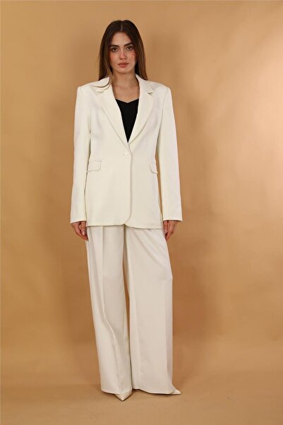 ÖNDER ÖZSOY Oversize Single Button Classic Jacket & Classic Palazzo Women's T...