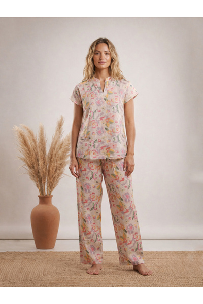 Mish By Styli Women Floral Print Cotton Top and Pyjama Set
