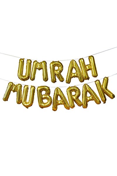Hootyballoo Gold Umrah Mubarak 16 Inch Foil Balloon Garland Welcome Decoration