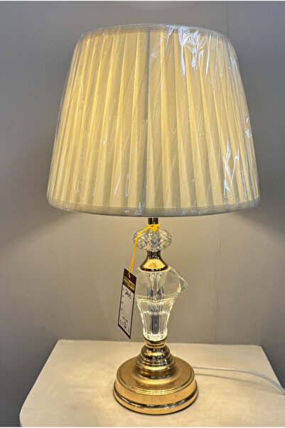 ALC-Shop Veioza VZ215WH, 1x E27, Metal si Textil, Alb si Auriu