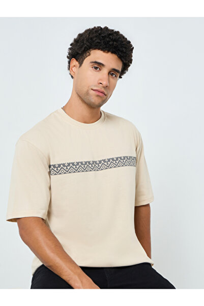 Styli Men Oversized Stripe Printed T-Shirt