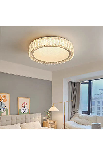 ALC-Shop Lustra LED cu telecomanda si cristal 42W, 49cm, Cerc, lumina Rece/Ca...