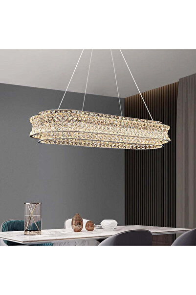ALC-Shop LED Chandelier with Remote Control, Crystal and Metal, 160W, Adjusta...