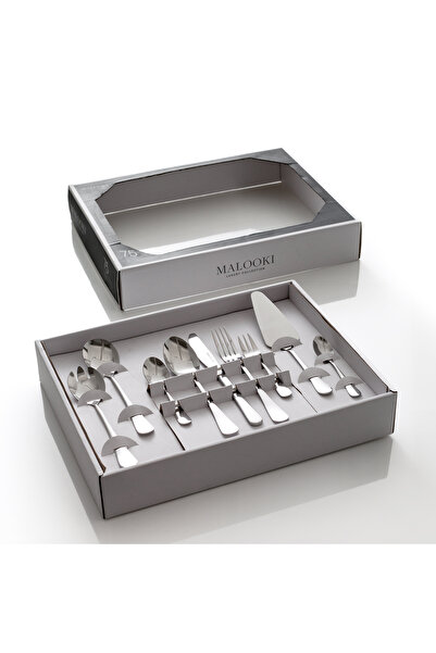 Malooki 75-Piece Cutlery Set for 12 People, Premium Stainless Steel–Silver, C...
