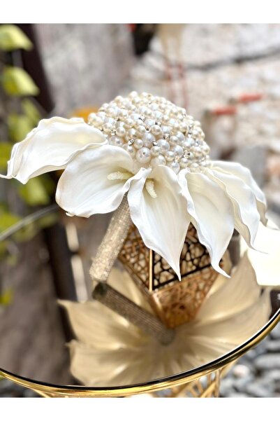 GÜRLEK TEKSTİL Gala incili Şık Tasarım Gelin Çiçeği, Gelin Buketi Damat Yaka ...