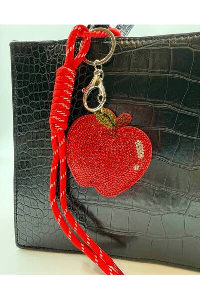 MD Moda Accessories تعليقة حقيبة على شكل تفاحة مرصعة بالأحجار وسلسلة مفاتيح -...