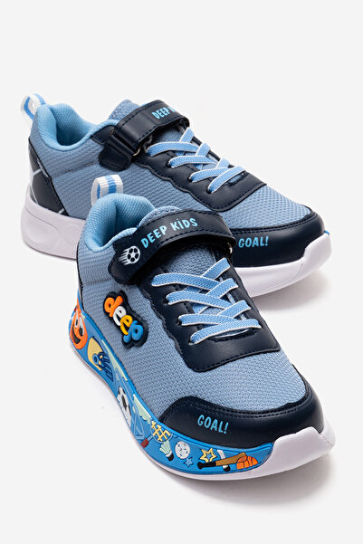 CCWAY AYAKKABI Children's Anorak Illustrated Velcro Sports Shoes 31-35 Navy Blue