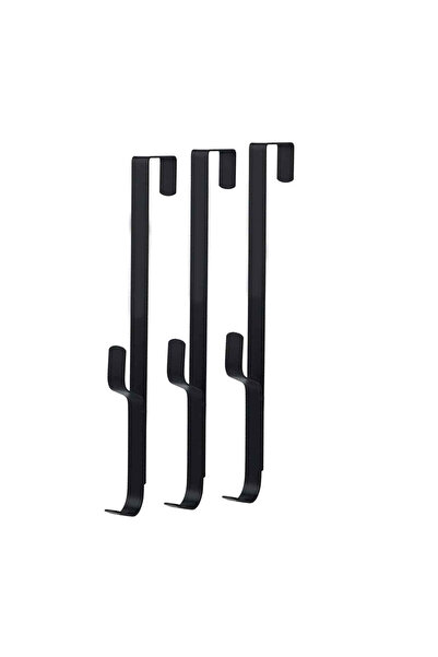 OEM Set of 3 over-the-door coat hangers, 1.5 x 8.5 x 28 cm, metal, black