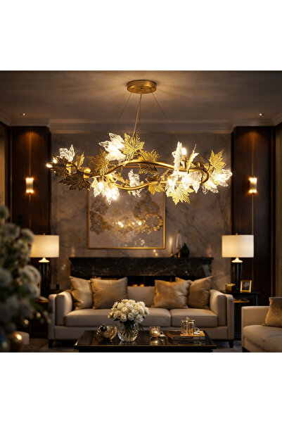 ALC-Shop Modern Chandelier, CM260/500GD, 6xE14, Diameter 50cm, Gold, Adjustab...