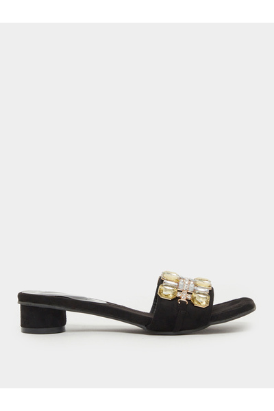 Take Two By Styli Women Black Embellished Slip on Sandals