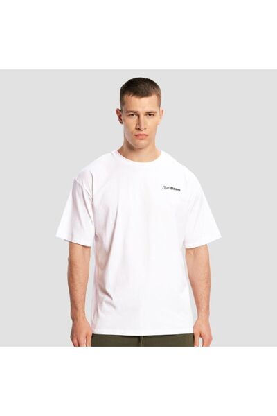 GymBeam Tricou Limitless supradimensionat, alb