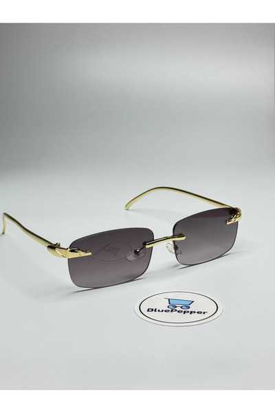 BluePepper Cartyy Degrade Black Sunglasses Rectangular Frame Black Glass Colo...