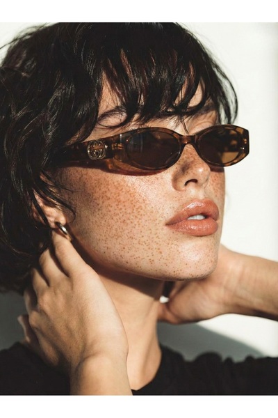 TomyHelf Leopard Frame Coffee Glass Uv400 Protection Women's Sunglasses