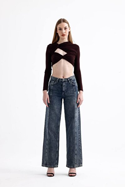soBasic High Waist, Wide Leg, Palazzo, Wide Leg, Retro Washed Straight Fit, 1...