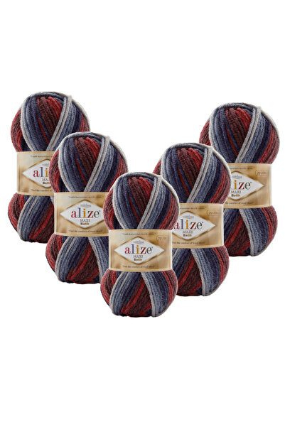 Alize Superlana Maxi Batik 5-Pack – 8130-Thick Knitting Yarn for Winter Sweat...