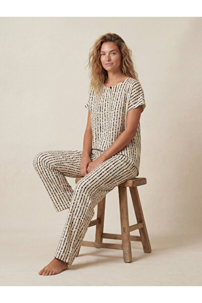 Mish By Styli Women Striped Print Cotton Top and Pyjama Set
