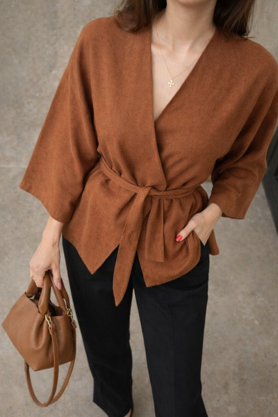 oshebu Kimono supradimensionat cu curea pentru femei