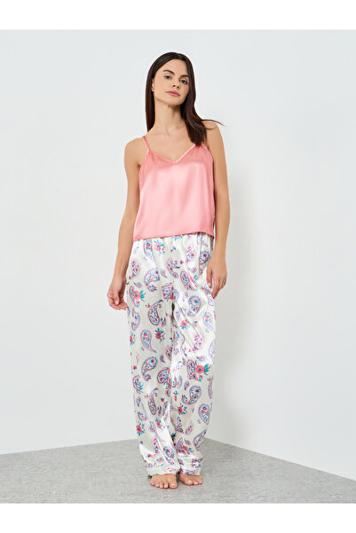 Take Two By Styli Women Solid Cami Top and Floral Printed Pyjama Set