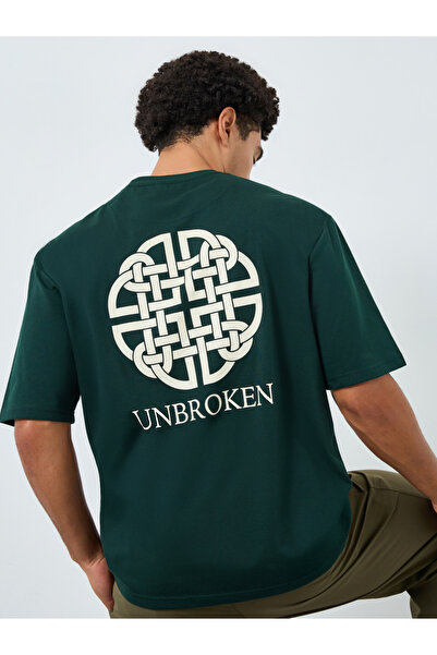 Styli Men Green Graphic Oversized T-Shirt