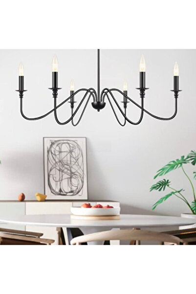 ALC-Shop Oliveto Crystal Chandelier 6xE14, Diameter 63cm, Black, Adjustable H...