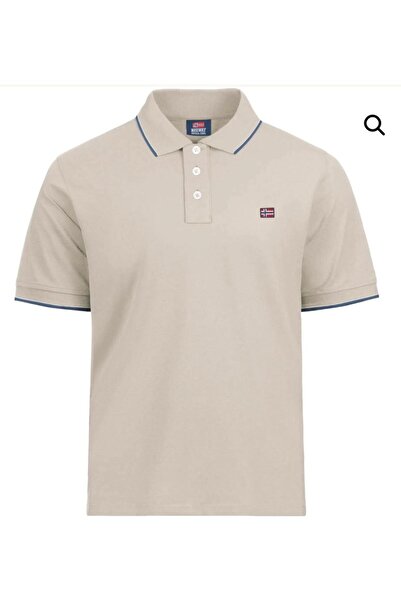Norway Men's beige polo shirt with embroidered flag and contrast details