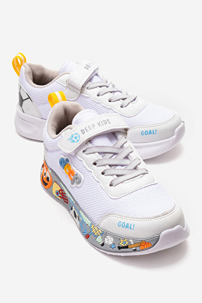 CCWAY AYAKKABI Children's Anorak Illustrated Velcro Sports Shoes 31-35 White Ice