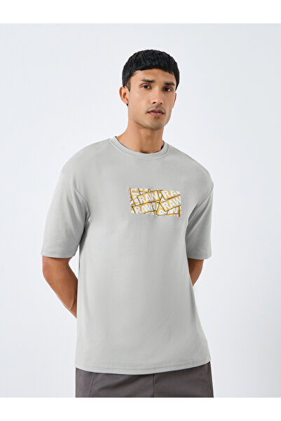 Styli Men Grey Graphic Print Oversized T-Shirt