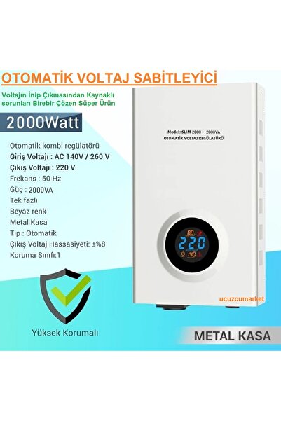 Kalite Otomatik 2000 Watt Kombi Voltaj Regülatörü(OTOMATİK VOLTAJ SABİTLEYİCİ)