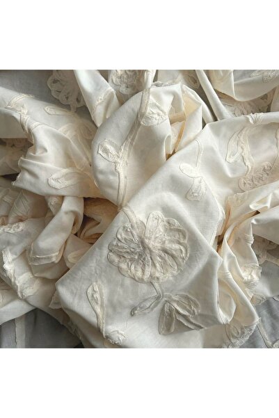 Doray Kumaş Çiçek Brode Nakış İşlemeli Vual Kumaş | Elbiselik Kumaş | DRY 3012