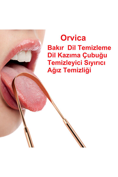 ORVİCA Bakır Dil Temizleyici Dil Kazıma Çubuğu Temizleyici Sıyırıcı Ağız Temi...