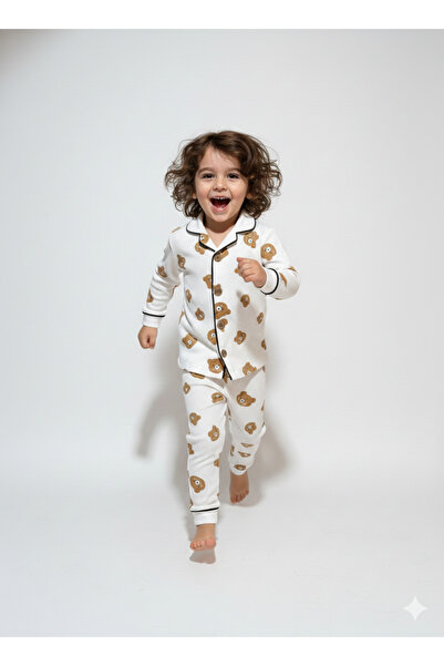 Momivi Kids Cotton Ribbed Unisex Baby & Kids Pajama Set with Shirt Collar