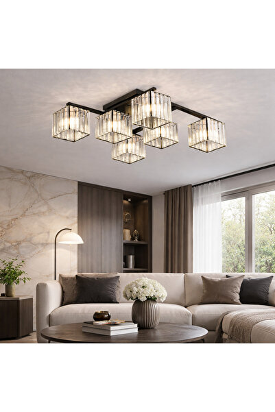 ALC-Shop Georgian Modern Classic Chandelier, LC111/6BK, 6x E27, Black, Metal ...