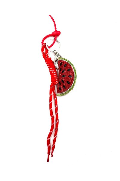 Generic Brand Bag Charm and Keychain with Stone Watermelon Slice Figure – Bag Charm with Red String Strap