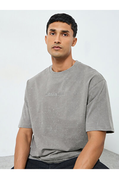 Styli Men Oversized Acid Wash Terry T-Shirt